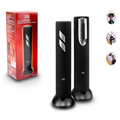 Abridor de garrafas elétrico preto DR com embalagem vermelha