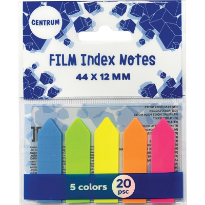 Notas autocolantes de index coloridas em embalagem