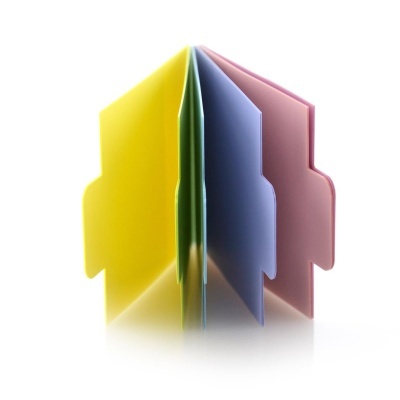 Separadores de ficheiros coloridos em plástico