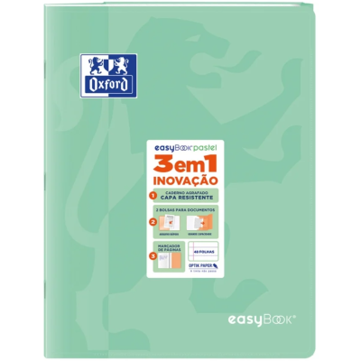 Caderno Oxford easyBOX pastel verde claro com características 3em1