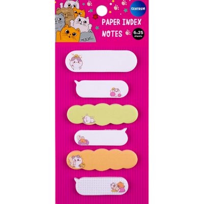 Bloco de notas de papel com desenhos de gatos e embalagem rosa