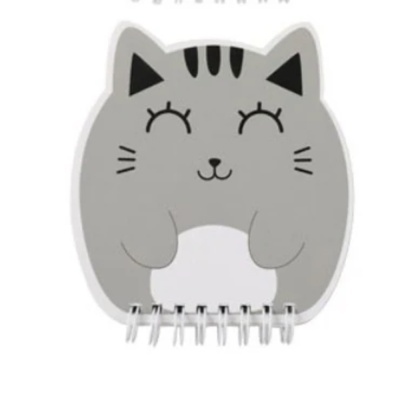 Bloco de notas formato gato cinzento com espiral