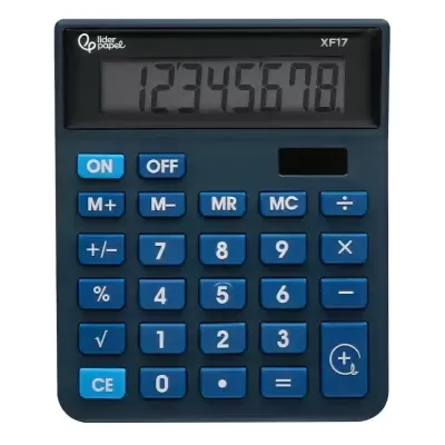 Calculadora digital azul da marca Lider Papel