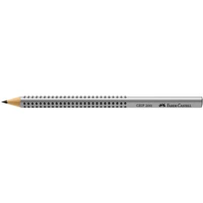 Lápis cinzento com pontos pretos e texto GRIP 2001 FABER-CASTELL