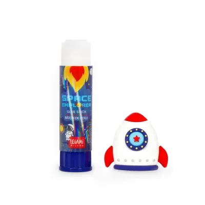 Cola em bastão com tampa em forma de foguetão colorido