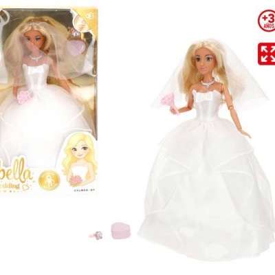 Boneca Isabella com vestido de noiva branco e véu