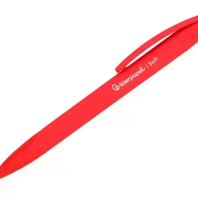 Caneta esferográfica vermelha com texto branco