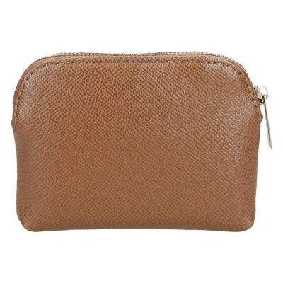 Carteira pequena em pele castanha com fecho metálico