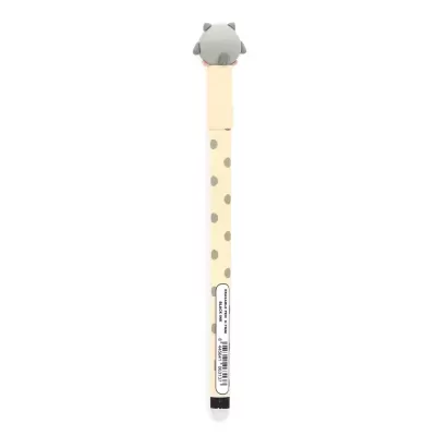 Caneta apagável com tampa decorada em forma de animal cinzento