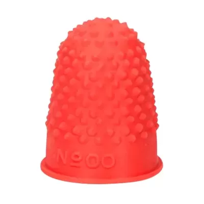 Dedo-de-luvas vermelho com pontos salientes e N° 00 na base