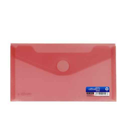 Envelope organizador plástico vermelho com fecho de pressão circular