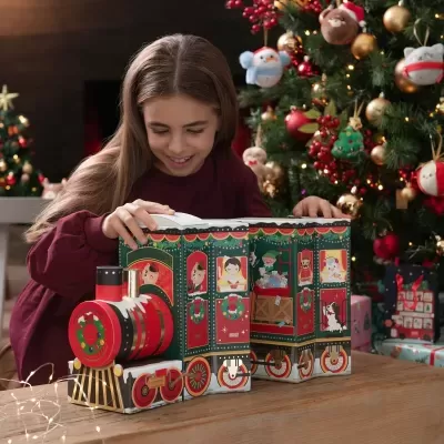 Brinquedo decorativo de comboio de Natal com ilustrações de personagens