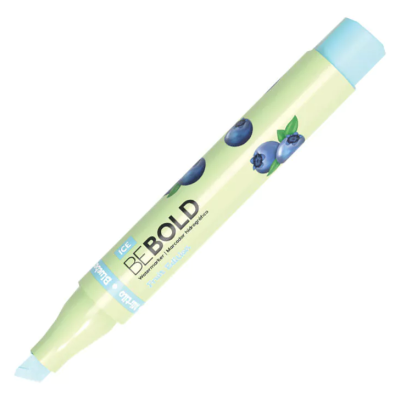 Marcador Bebe Bold Ice com tampa azul e imagens de mirtilos