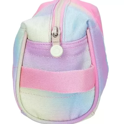 Estojo colorido pastel com fecho de correr e bolso exterior