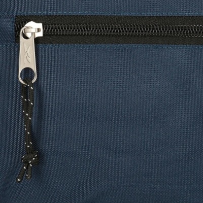 Bolso azul escuro com fecho de correr preto e puxador metálico
