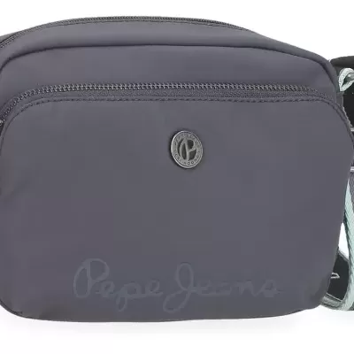 Mala carteira cinzenta Pepe Jeans com alça preta ajustável e logótipo