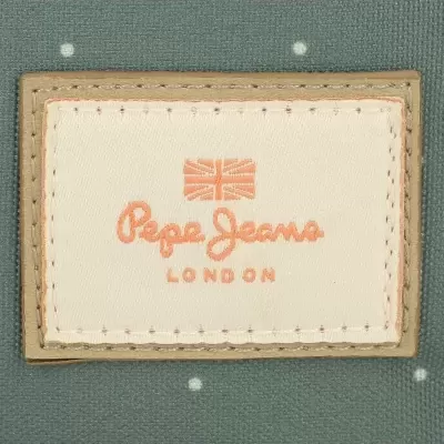 Etiqueta Pepe Jeans LONDON em tecido verde às bolinhas brancas