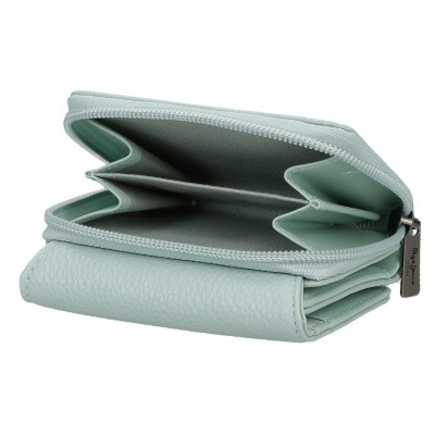 Carteira verde água em pele sintética com fecho de correr e compartimentos internos