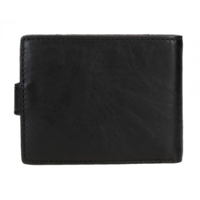 Carteira preta em pele com costura visível