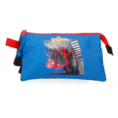 Estojo azul com zíper vermelho e estampa do Homem-Aranha