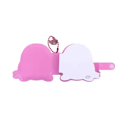 Estojo silicone rosa formato fantasma com pendente livro com asas