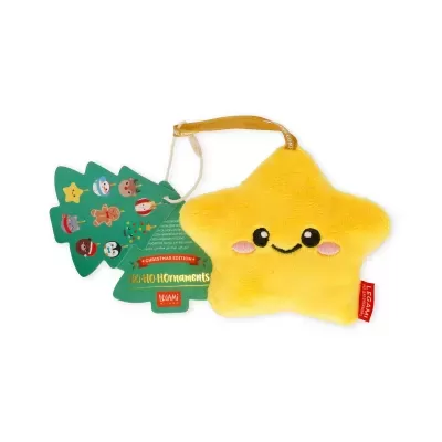 Pendente decorativo amarelo em forma de estrela sorridente para Natal