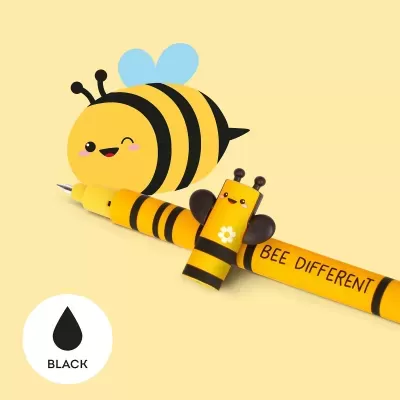 Caneta esferográfica com design de abelha e frase BEE DIFFERENT