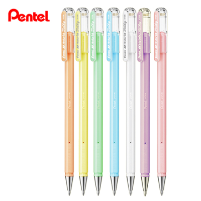 Set de sete canetas de tinta gel Pentel em cores pastel com corpo translúcido e clip transparente