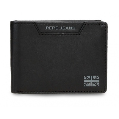 Carteira preta PEPE JEANS com logótipo e bandeira Reino Unido