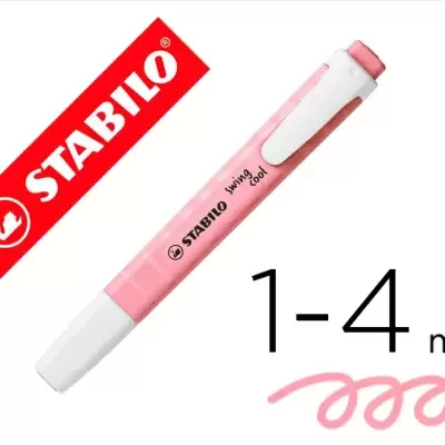 Marcador rosa STABILO Swing Cool com tampa e clique brancos e traço 1-4 mm