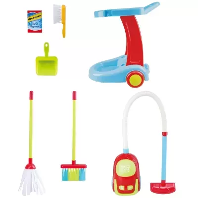 Conjunto de brinquedos de limpeza coloridos em plástico