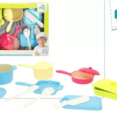 Brinquedo conjunto cozinha colorido com 9 peças em embalagem