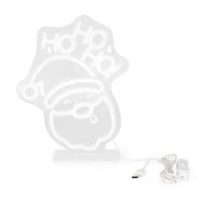 Luminária de néon Pai Natal com texto HO HO HO e fio USB