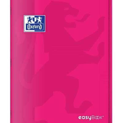 Capa de dossiê rosa com relevo e texto Oxford e easyBOOK