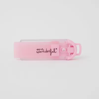 Grampeador pequeno cor-de-rosa claro com texto mr. wonderful