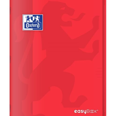 Capa vermelha de caderno ou pasta com logotipo Oxford e texto easyBOOK