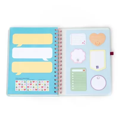 Livro com páginas para escrever e etiquetas autocolantes coloridas