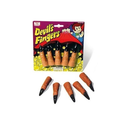 Acessórios de dedos falsos para Halloween chamados 'Devil's Fingers' em embalagem colorida