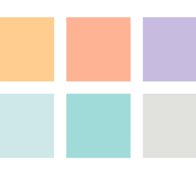 Seis quadrados coloridos em tons pastel organizados em matriz 2x3