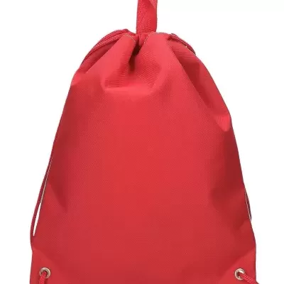 Mochila saco vermelha em tecido sintético com alça superior