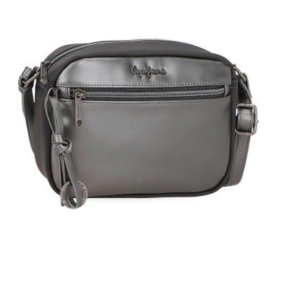 Bolsa de ombro cinza Pepe Jeans com zíper e alça ajustável