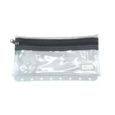 Estojo transparente com fecho de correr preto