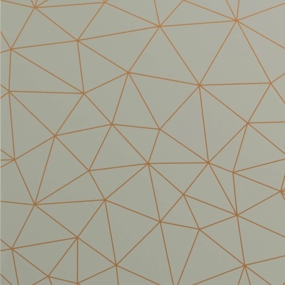 Papel de parede cinza claro com padrão geométrico dourado