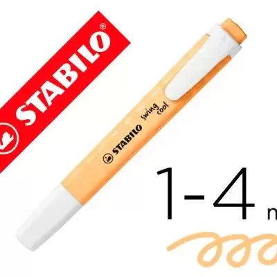 Marcador laranja claro STABILO swing cool com tampa e clip brancos