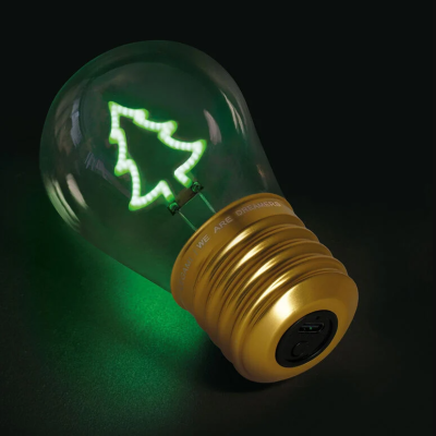 Lâmpada decorativa em vidro com filamento de árvore de Natal verde