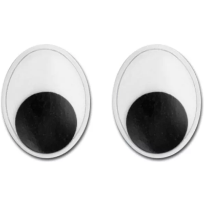 Dois olhos de brinquedo redondos com pupilas pretas