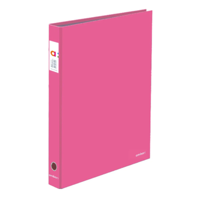 Pasta de arquivo cor-de-rosa com etiqueta colorida e marca ambor