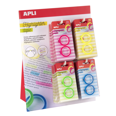 Expositor com fitas adesivas coloridas APLI para sublinhar