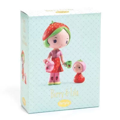Caixa azul clara com bonecos Berry & Lila da Tinyly