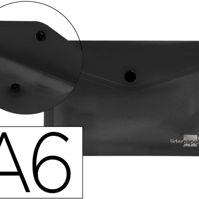 Envelope preto pasta A6 com botão